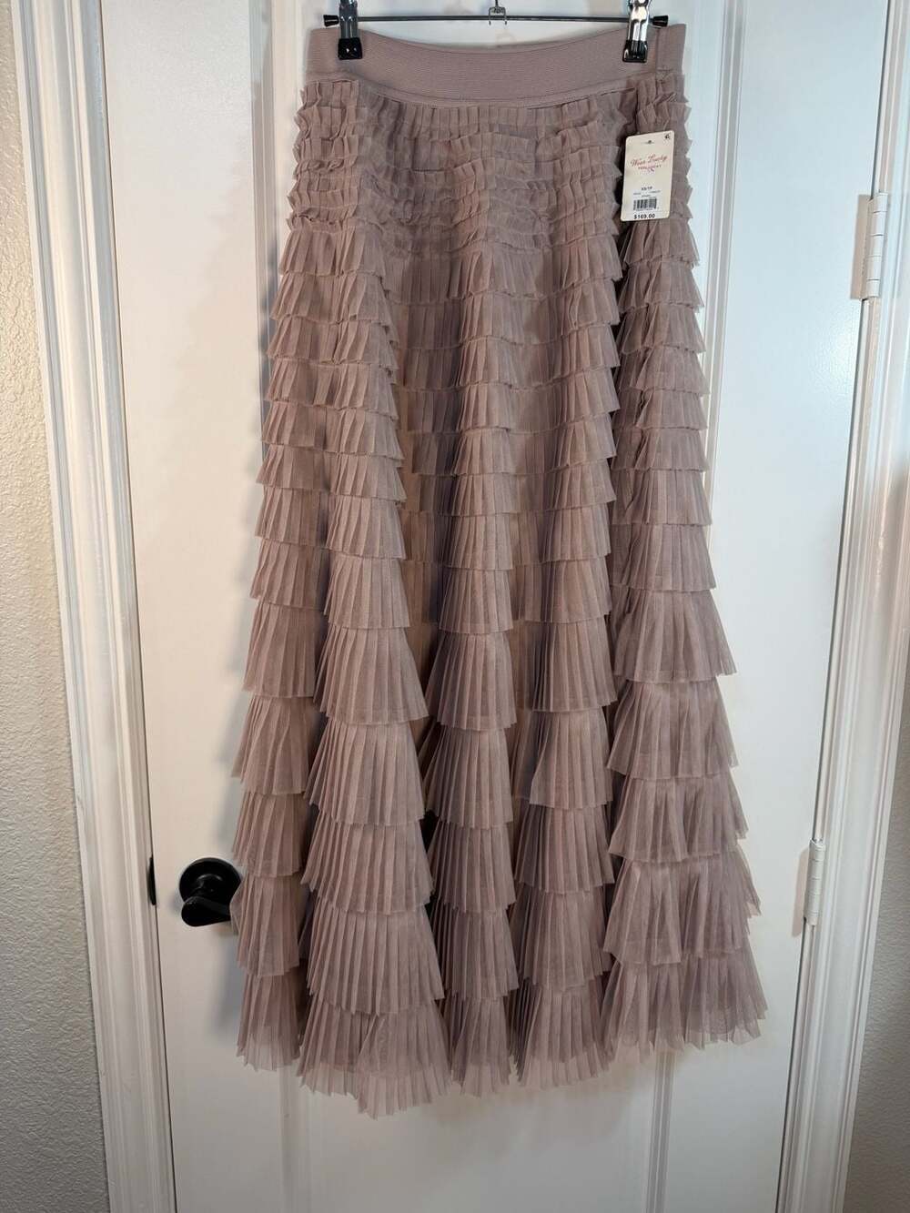 Lucky Brand Wear Lucky Tiered Pleated Tulle Maxi Skirt Sphinx Size XS